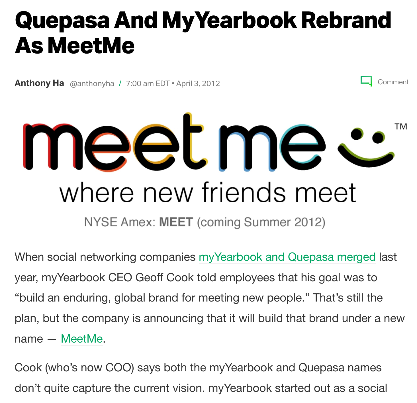Quepasa rebrands as MeetMe